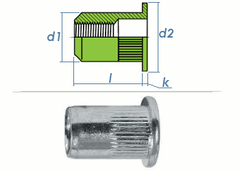 M3 x 4,9 x 10mm Blindnietmutter Flachkopf Edelstahl A2 (10 Stk.)