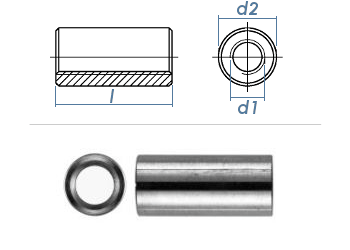 M8 x 30mm Gewindemuffe Edelstahl A2 rund, 0,96 €