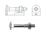 M6 x 80mm Torbandschrauben DIN603 Stahl verzinkt (10 Stk.)