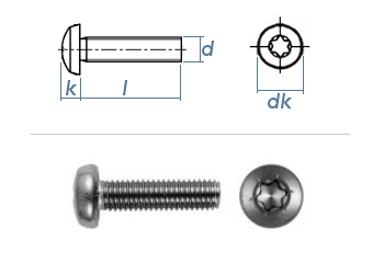 M2 x 16mm Linsenkopfschrauben TX ISO14583 Edelstahl A2  (100 Stk.)