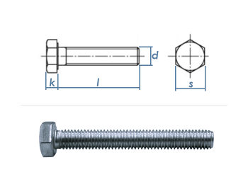 M6 x 55mm Sechskantschrauben DIN933 Vollgewinde Stahl verzinkt FKL8.8 (10 Stk.)