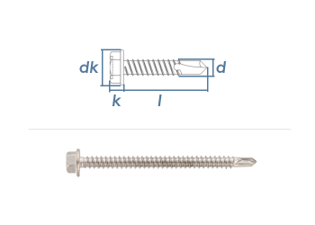 3,9 x 25mm Bohrschrauben Sechskantkopf DIN7504 Edelstahl A2 (10 Stk.)