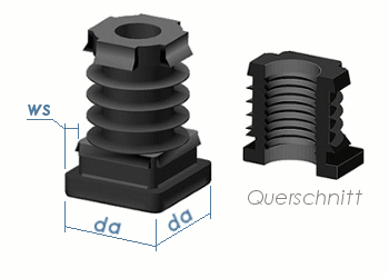 30 x 30mm / M8 / WS:1,5-2mm Gewindestopfen PA schwarz (1 Stk.)