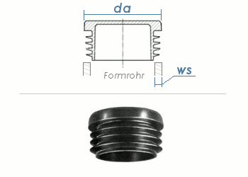 25mm / WS:1-3mm Lamellenstopfen rund PE schwarz (10 Stk.)