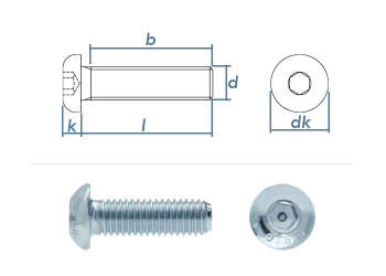 M8 x 25mm Linsenflachkopfschraube ISK ISO7380-1 Stahl verzinkt FKL10.9 (10 Stk.)