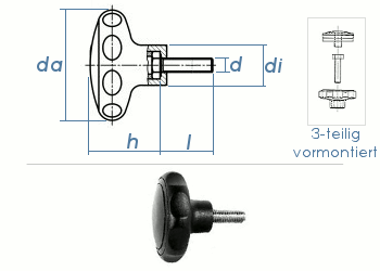 M6 x 20mm Sterngriff PA ähnl. DIN 6336  (1 Stk.)