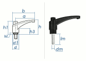 M8 x 40mm Klemmhebel Serie 65 mit Gewindebolzen (1 Stk.)