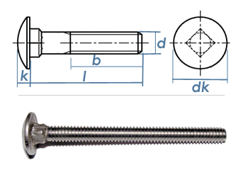M6 x 16mm Torbandschrauben DIN603 Edelstahl A2 (10 Stk.)
