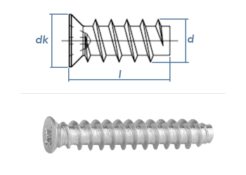 6,3 x 13mm Euroschrauben mit 7,7mm Senkkopf verzinkt (100 Stk.)