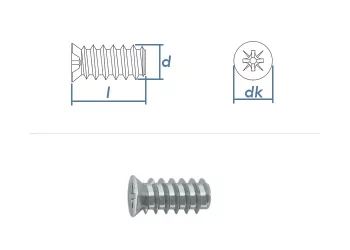 6,3 x 13mm Euroschrauben Senkkopf PZ Stahl verzinkt (100 Stk.)