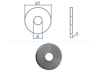 6,4 x 40 x 1,5mm Kotflügelscheiben Edelstahl A2 (10 Stk.)