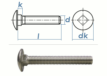 M8 x 65mm Torbandschrauben DIN603 Edelstahl A2 (1 Stk.)