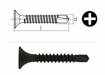 3,5 x 25mm Schnellbauschrauben mit Bohrspitze Stahl phosphatiert (100 Stk.)
