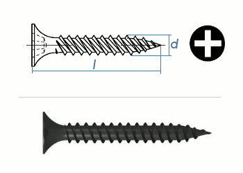 3,9 x 30mm Schnellbauschrauben Feingewinde Stahl phosphatiert (100 Stk.)