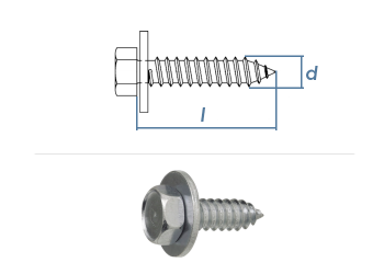 4,8 x 19mm Kombi-Blechschrauben m. Sechskantkopf u. Scheibe verzinkt gem. DIN7976  (10 Stk.)