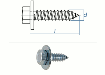 6,3 x 25mm Kombi-Blechschrauben m. Sechskantkopf u. Scheibe verzinkt gem. DIN7976  (10 Stk.)