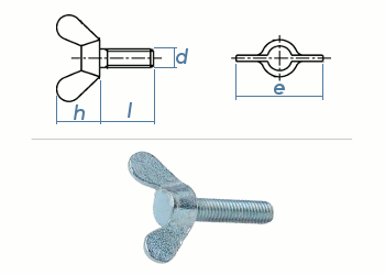 M4 x 10mm Flügelschrauben DIN316 Stahl verzinkt (1 Stk.)