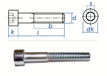 Zylinderschrauben mit Innensechskant ISO 4762 8.8 Stahl blank M 5 