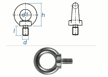 M8 Ringschraube ähnl. DIN580 Edelstahl A2 - gegossene Form (1 Stk.)