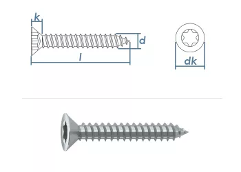 2,9 x 16mm Blechschrauben Senkkopf TX verzinkt  DIN7982-C  (100 Stk.)