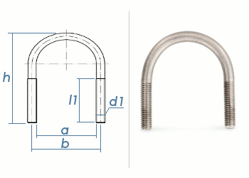 M8 x 38 x 54mm (1") Rundstahlbügel ähnl. DIN3570 Edelstahl A4 (1 Stk.)