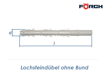8 x 100mm Nylon Lochstein Dübel ohne Bund (10 Stk.)